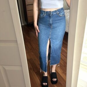 Stradivarius Denim Midi Skirt Split